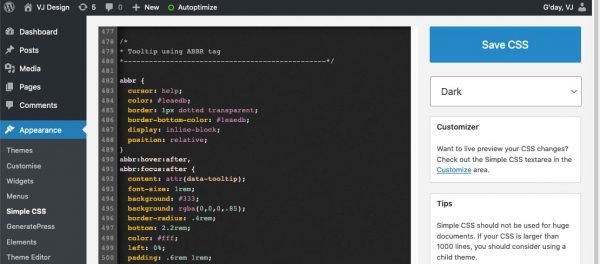 Simple CSS Admin Editor