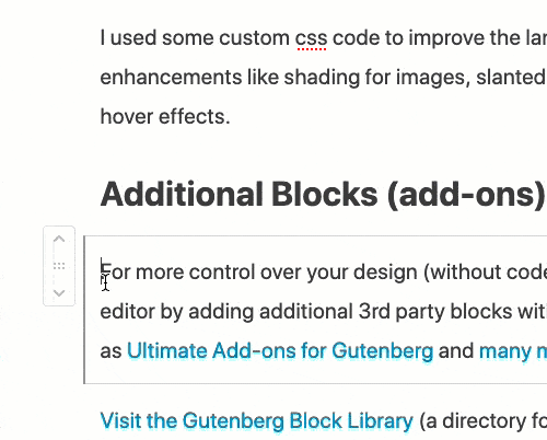 Use the Move Up and Move Down buttons or click and drag to move a block to another location.
