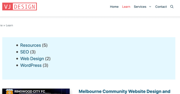 categories list default display - Create headers, sidebars and footers using WordPress Block Editor (GeneratePress)