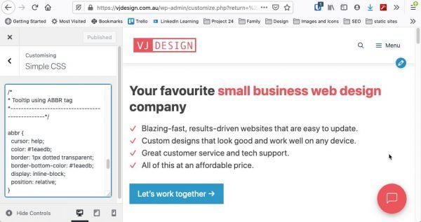 Simple CSS Cutomizer Editor displaying live preview