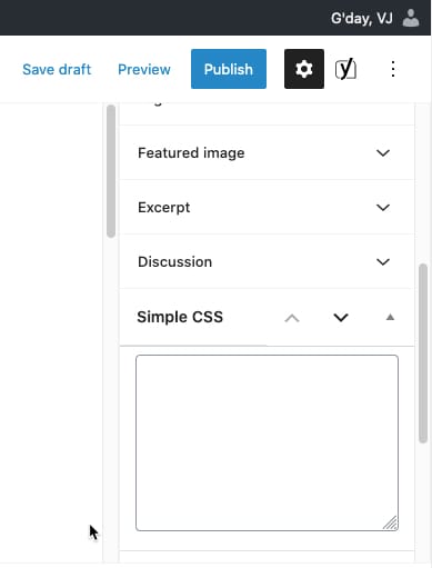 Simple CSS Metabox in page/post