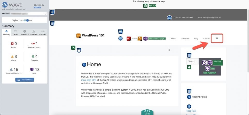 WAVE web-accessibility-test-no-issues-for-icon