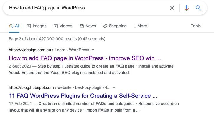 Typical Snippet in Google SERP 
