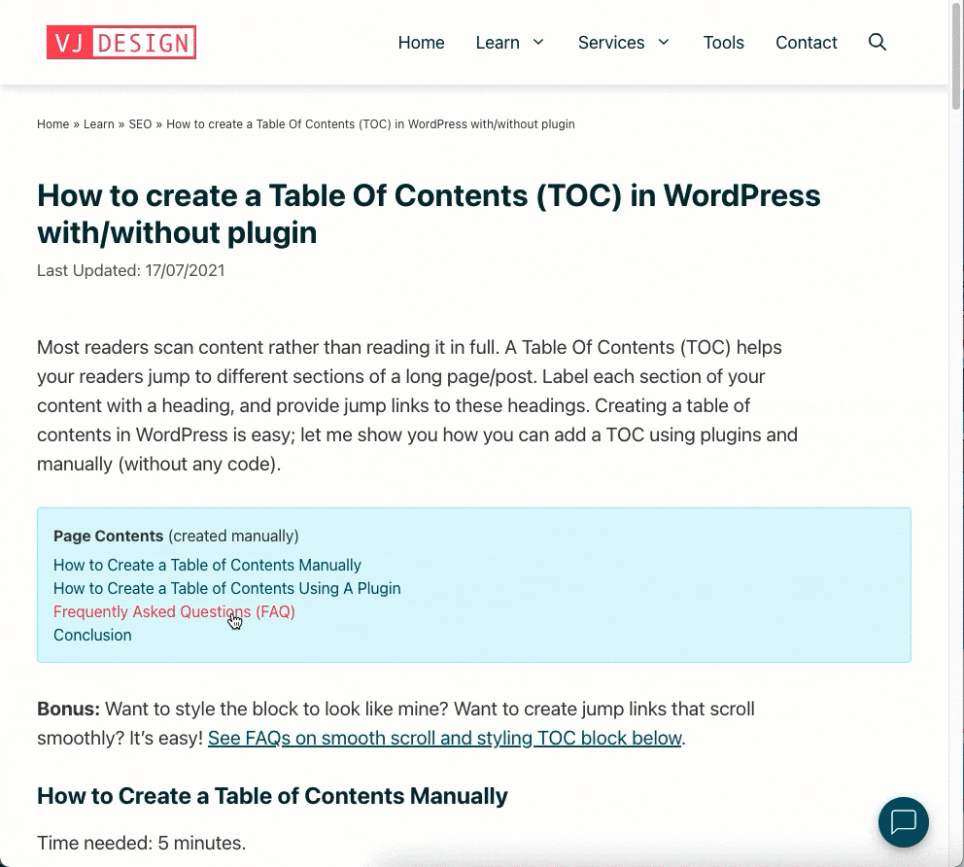 wordpress-jump-links-with-smooth scroll