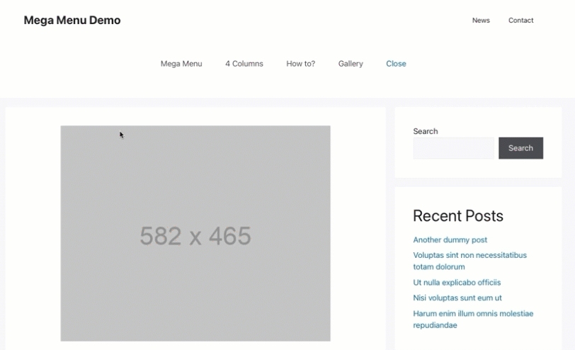 Mega Menu Demo using GenerateBlocks Tabs Block